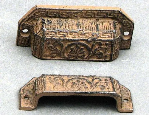 Set of 8 Replica Ornate  Index File   Handle Pull Cast Iron  Hardware Rustic